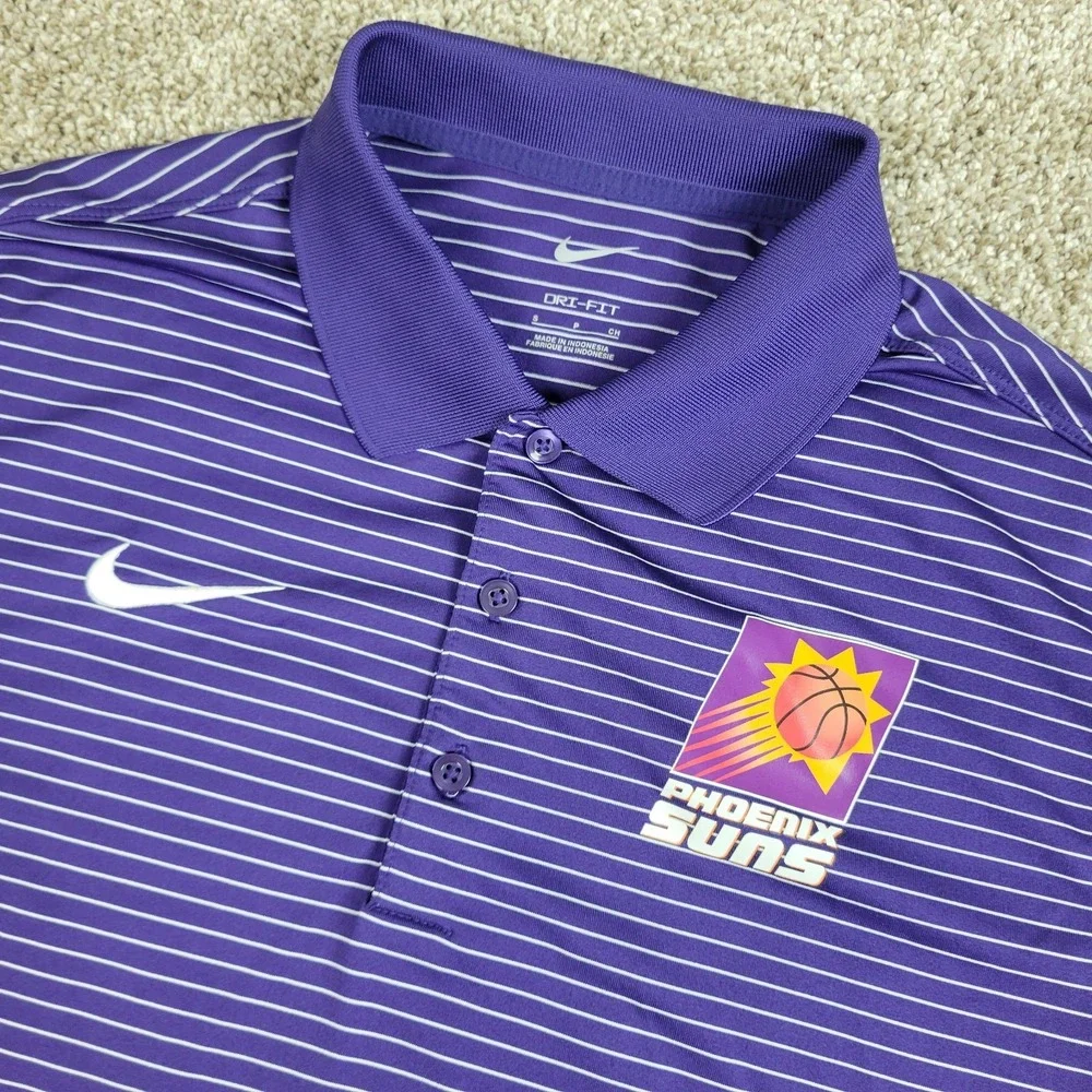 Nike Dri Fit Phoenix Suns Mens Small Purple Striped Performance Stretch Polo SS